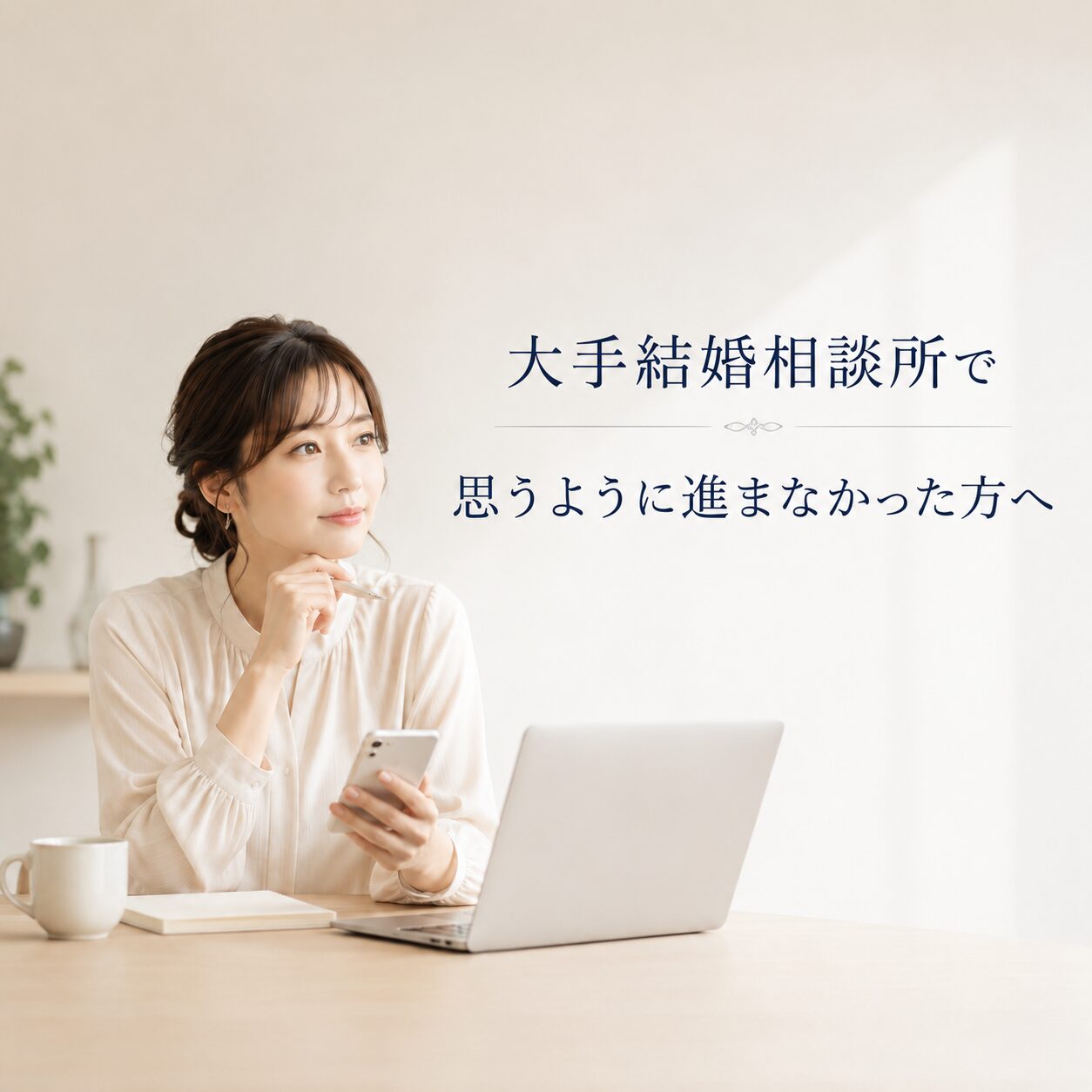 立ち止まって、見直そうとしている女性